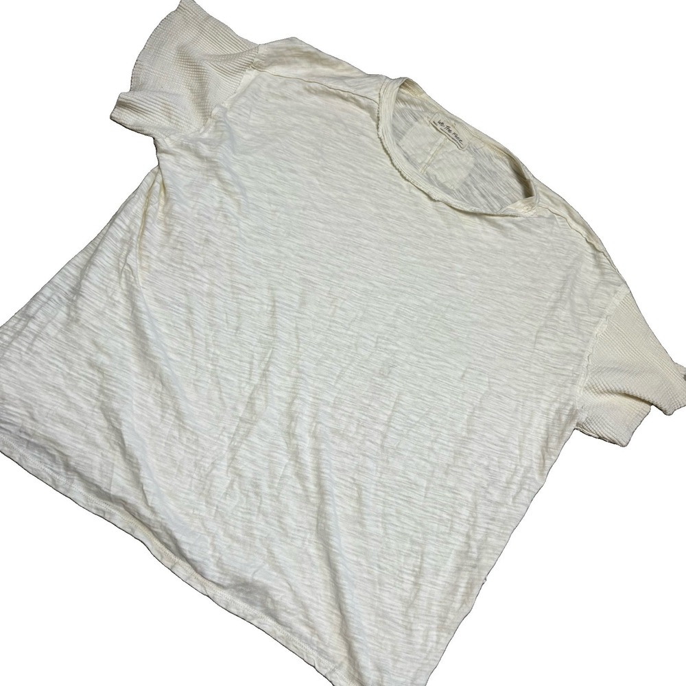 We the Free People Women's Blouse Size Small Oversized Cream Distressed Top